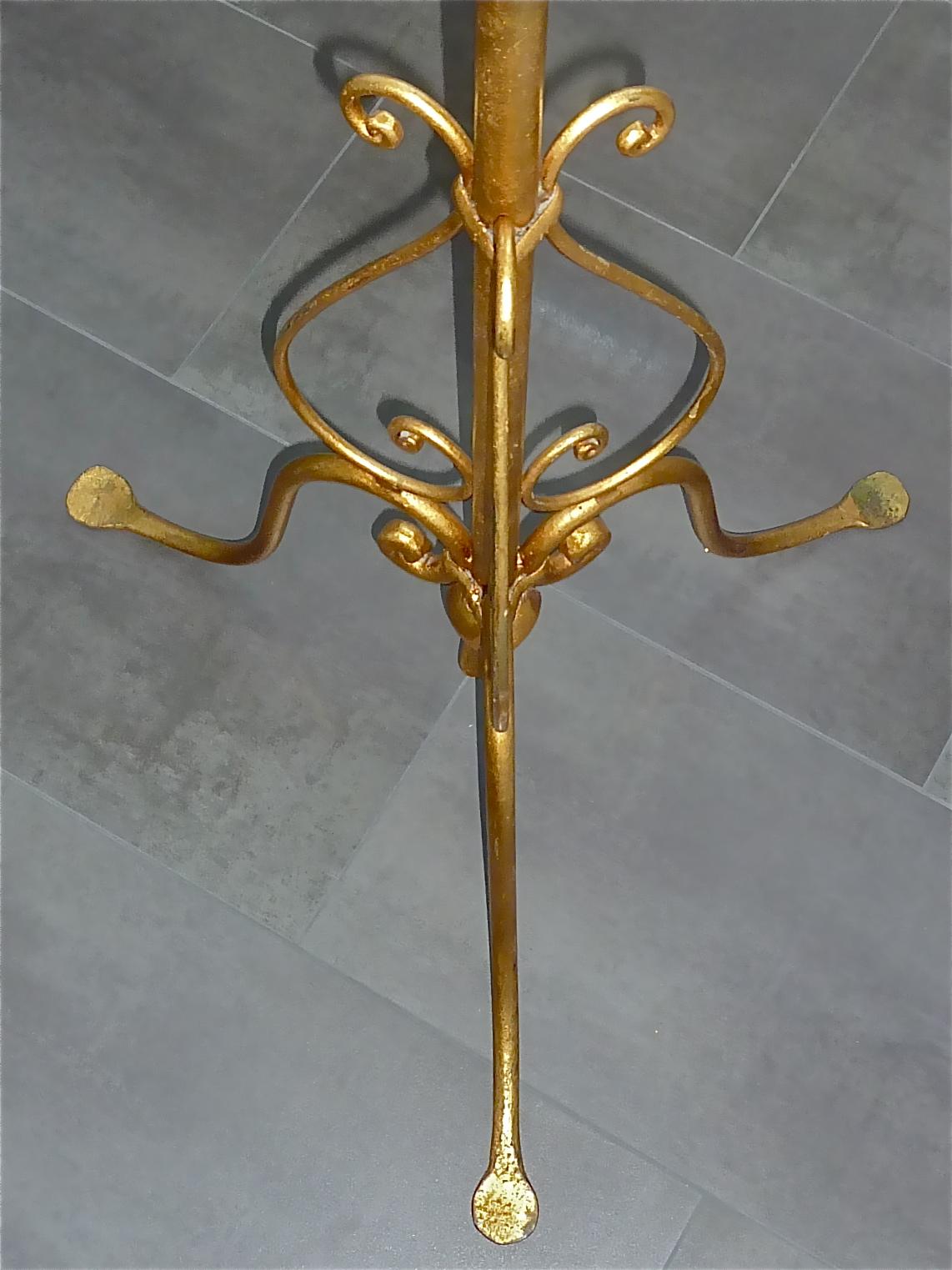 Gilt Wrought Iron Metal Mid-Century Coat Stand Hat Rack Kögl Style, Italy 1950s 7
