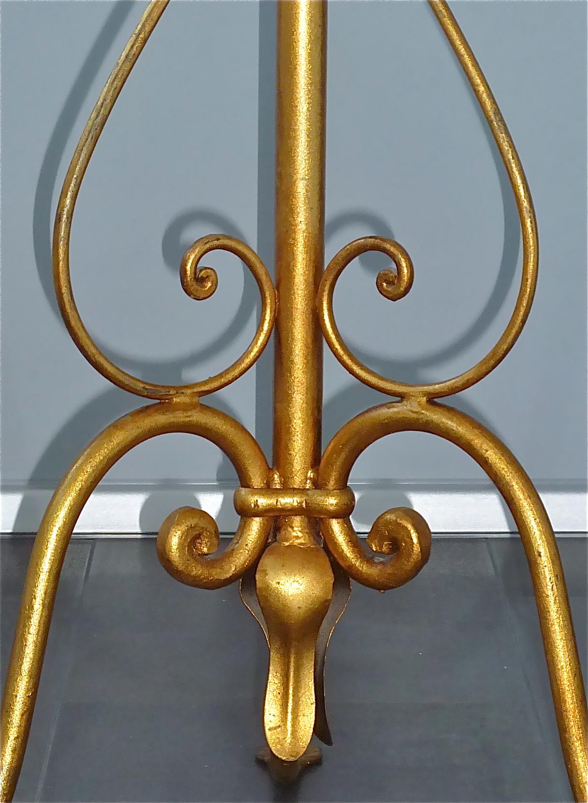 Gilt Wrought Iron Metal Mid-Century Coat Stand Hat Rack Kögl Style, Italy 1950s 9