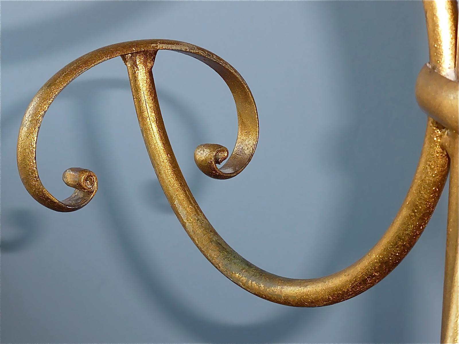 Gilt Wrought Iron Metal Mid-Century Coat Stand Hat Rack Kögl Style, Italy 1950s 1