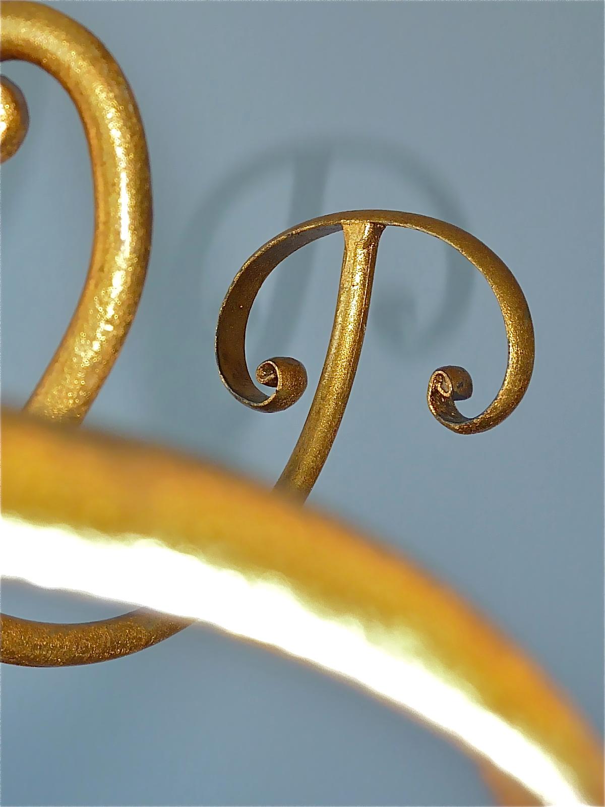 Gilt Wrought Iron Metal Mid-Century Coat Stand Hat Rack Kögl Style, Italy 1950s 2