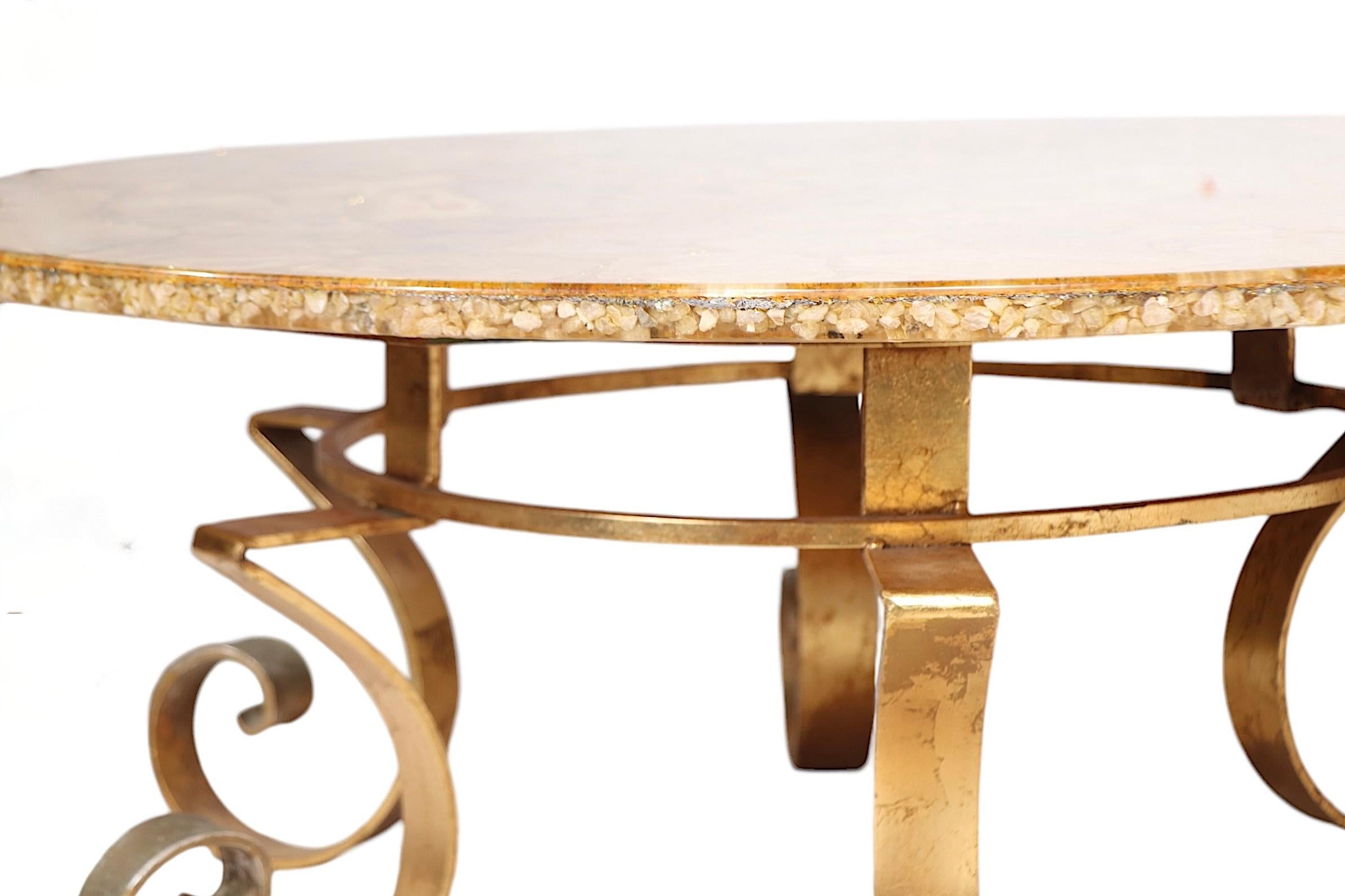 Onyx Table basse en fer forgé doré, onyx et résine écaillée dorée, d'Enzo Missoni en vente
