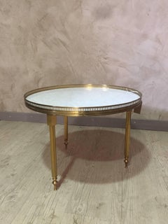 Gilded Brass and White Marble Round Table, 1950s