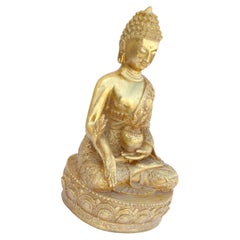 10" Gilted Bronze Meditating Buddha