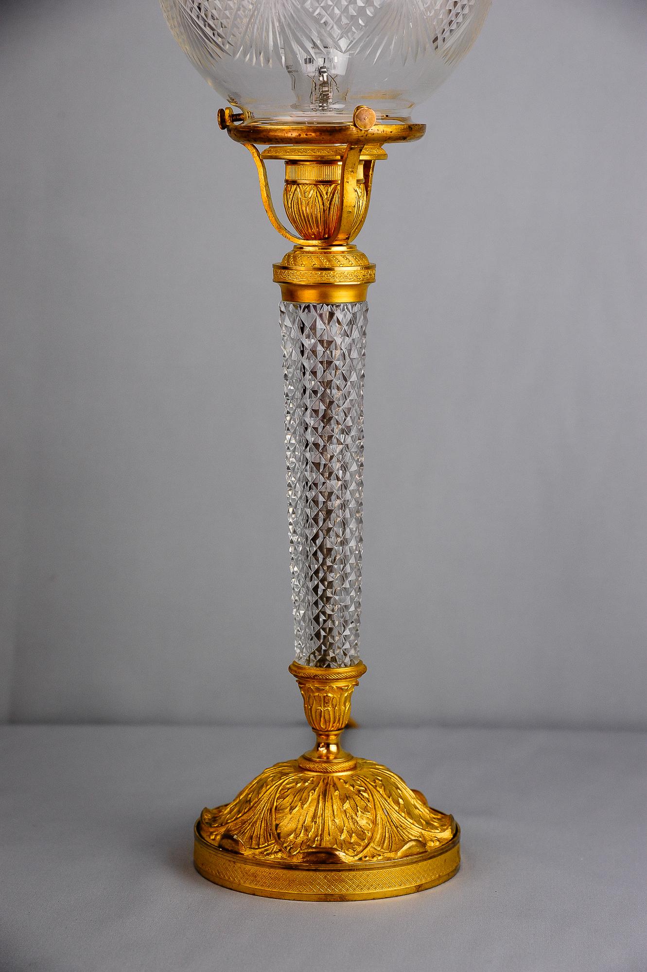 Neoclassical Gilted Historistic Table Lamp, circa 1890s with Original Glass Shade For Sale