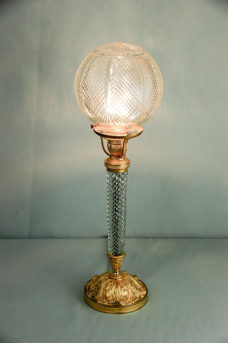 Gilted Historistic Table Lamp, circa 1890s with Original Glass Shade In Good Condition For Sale In Wien, AT