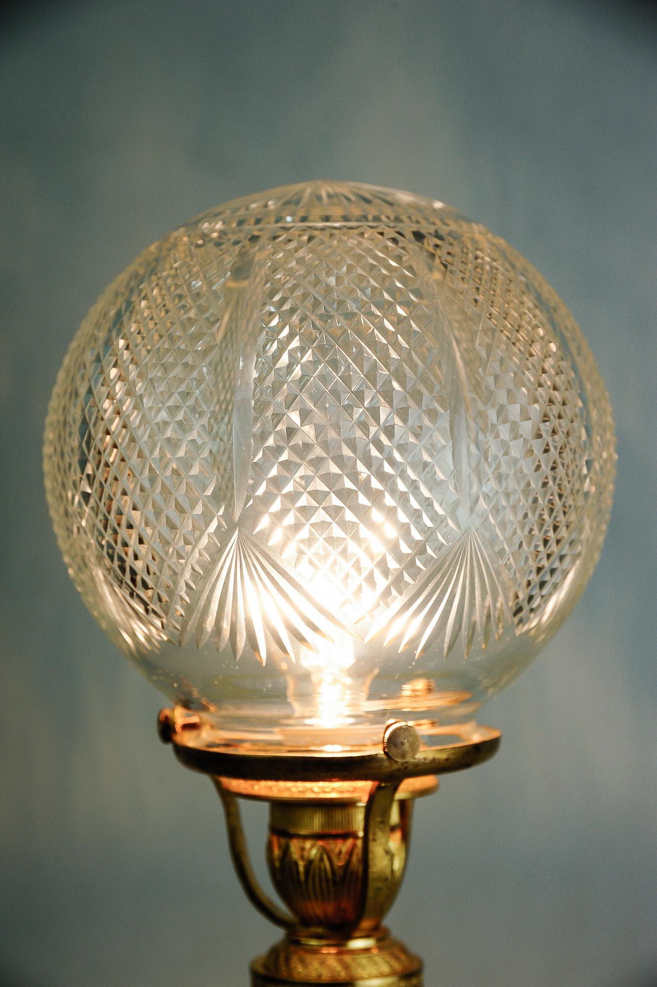 Late 19th Century Gilted Historistic Table Lamp, circa 1890s with Original Glass Shade For Sale