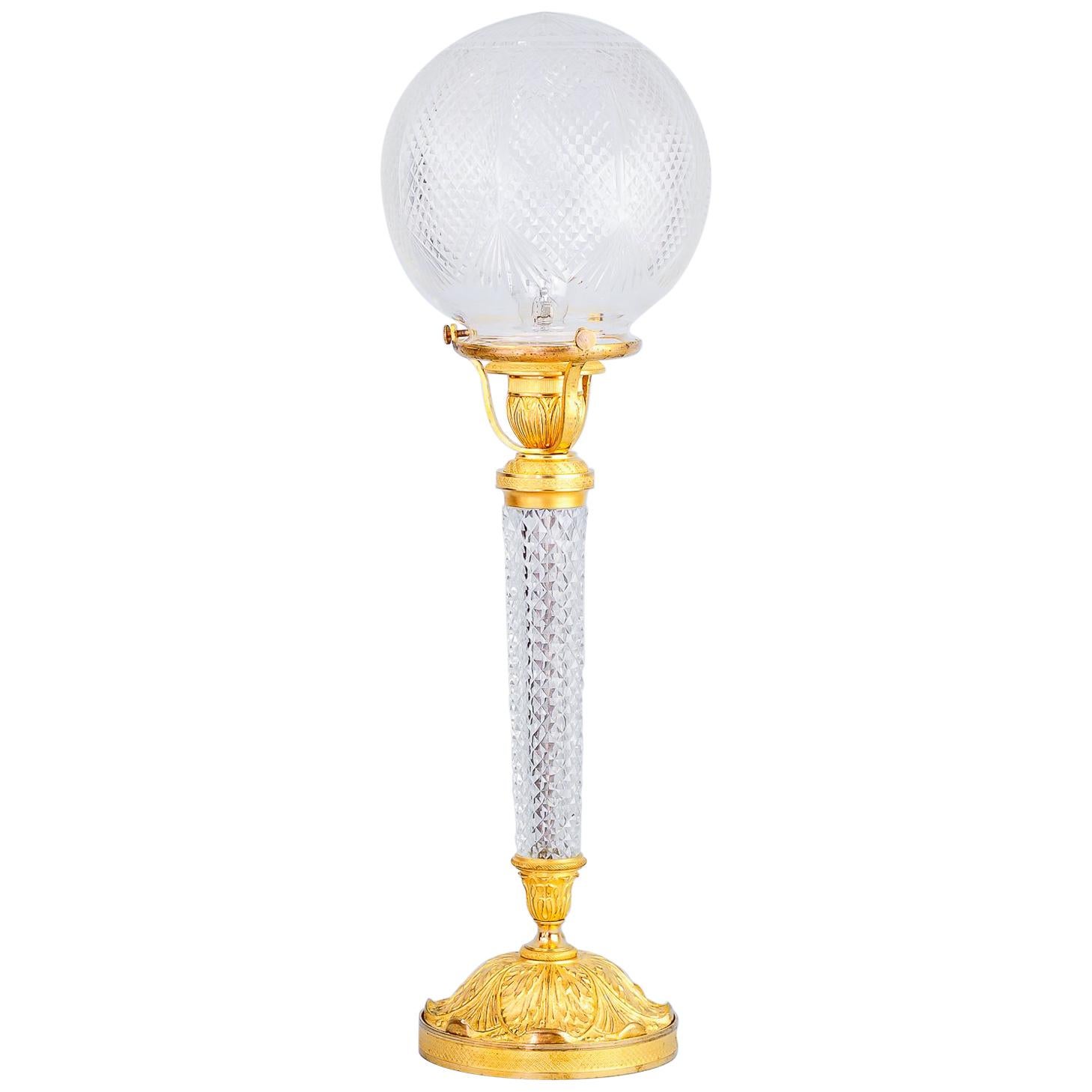 Gilted Historistic Table Lamp, circa 1890s with Original Glass Shade