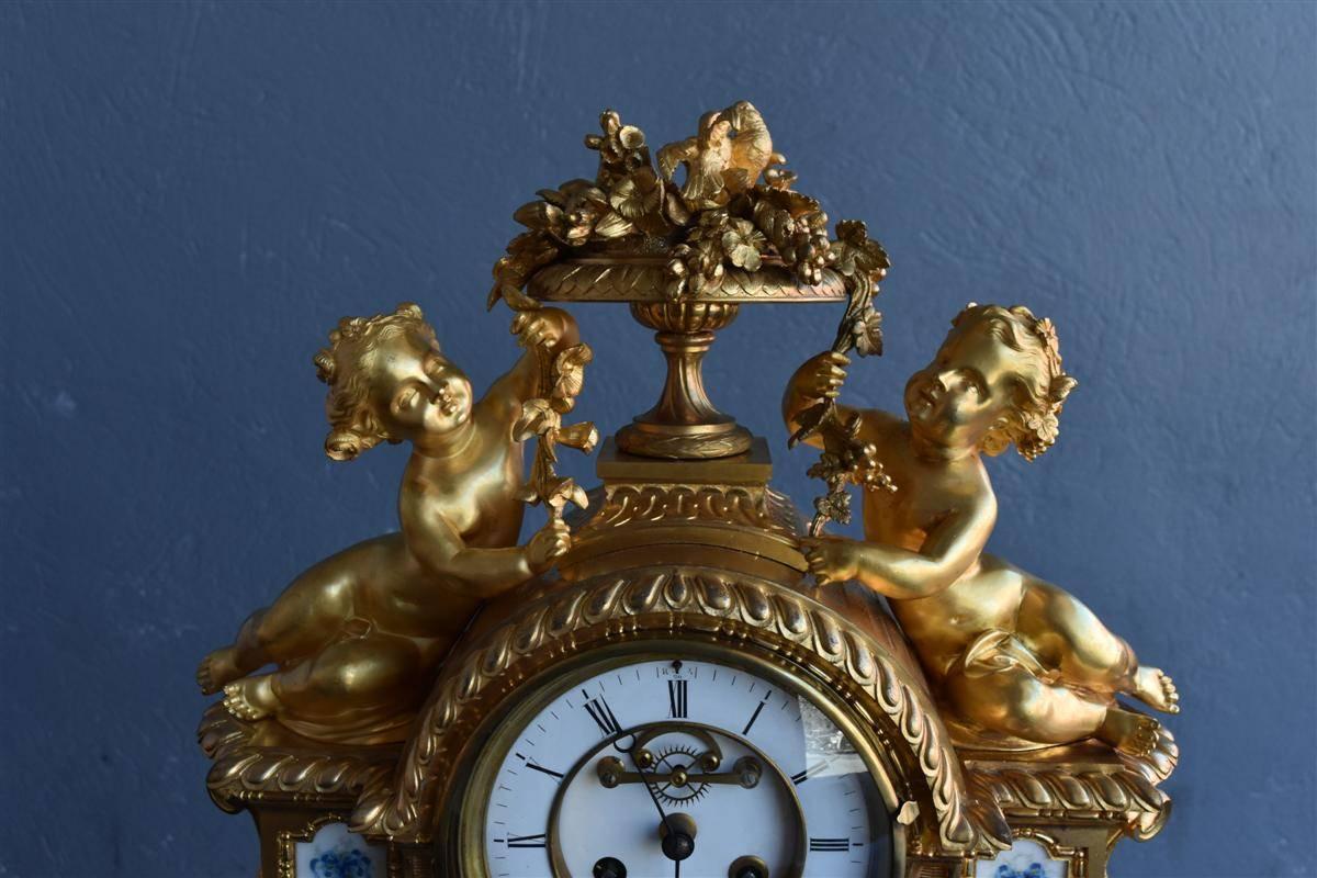 19th Century Gilded Mantel Clock from Napoleon III Time For Sale