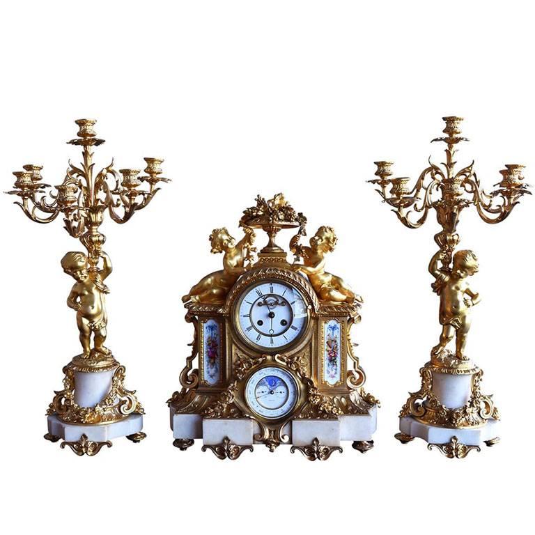 Gilded Mantel Clock from Napoleon III Time For Sale at 1stdibs