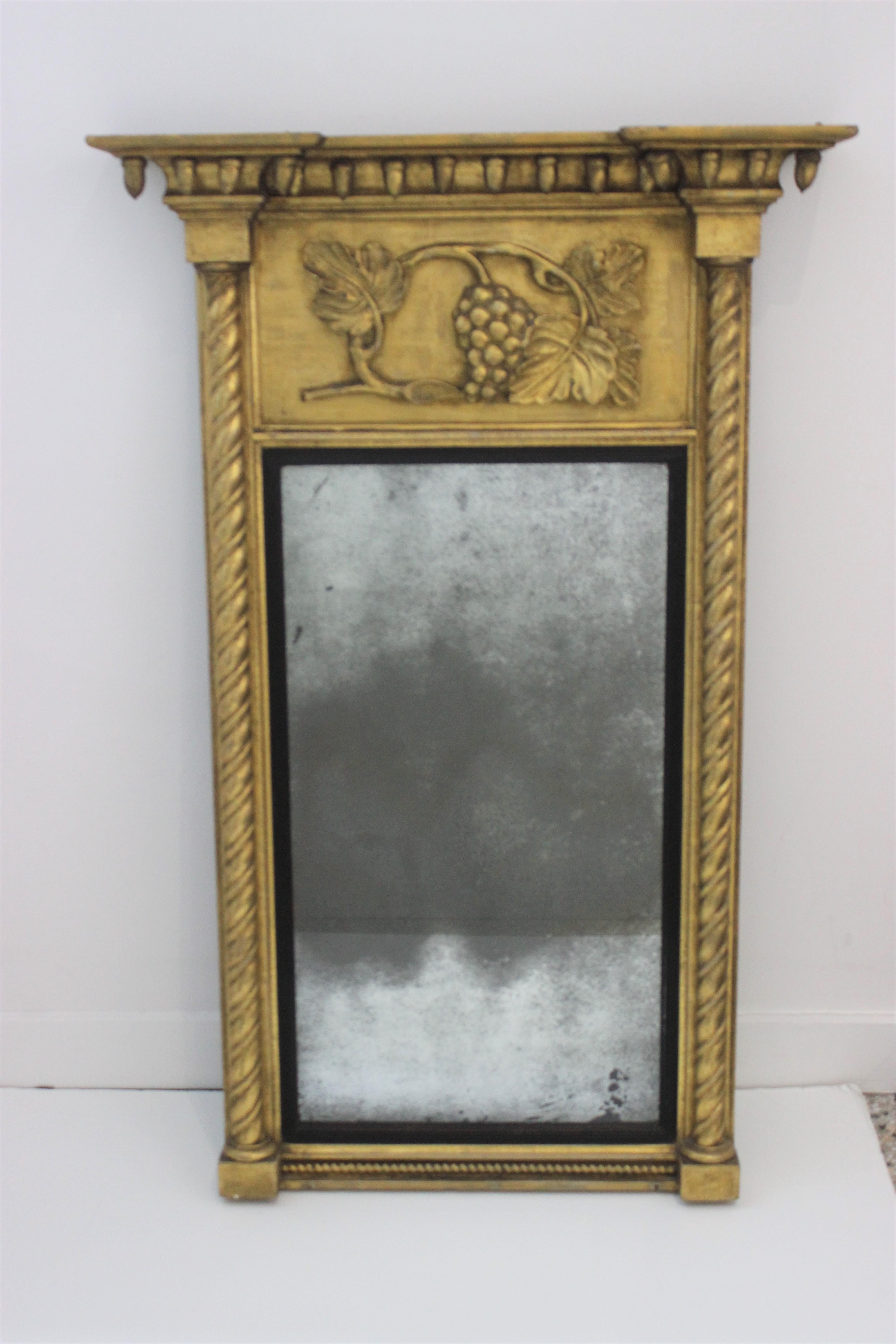 Giltwood 1860s Carved Neoclassical Mirror 8