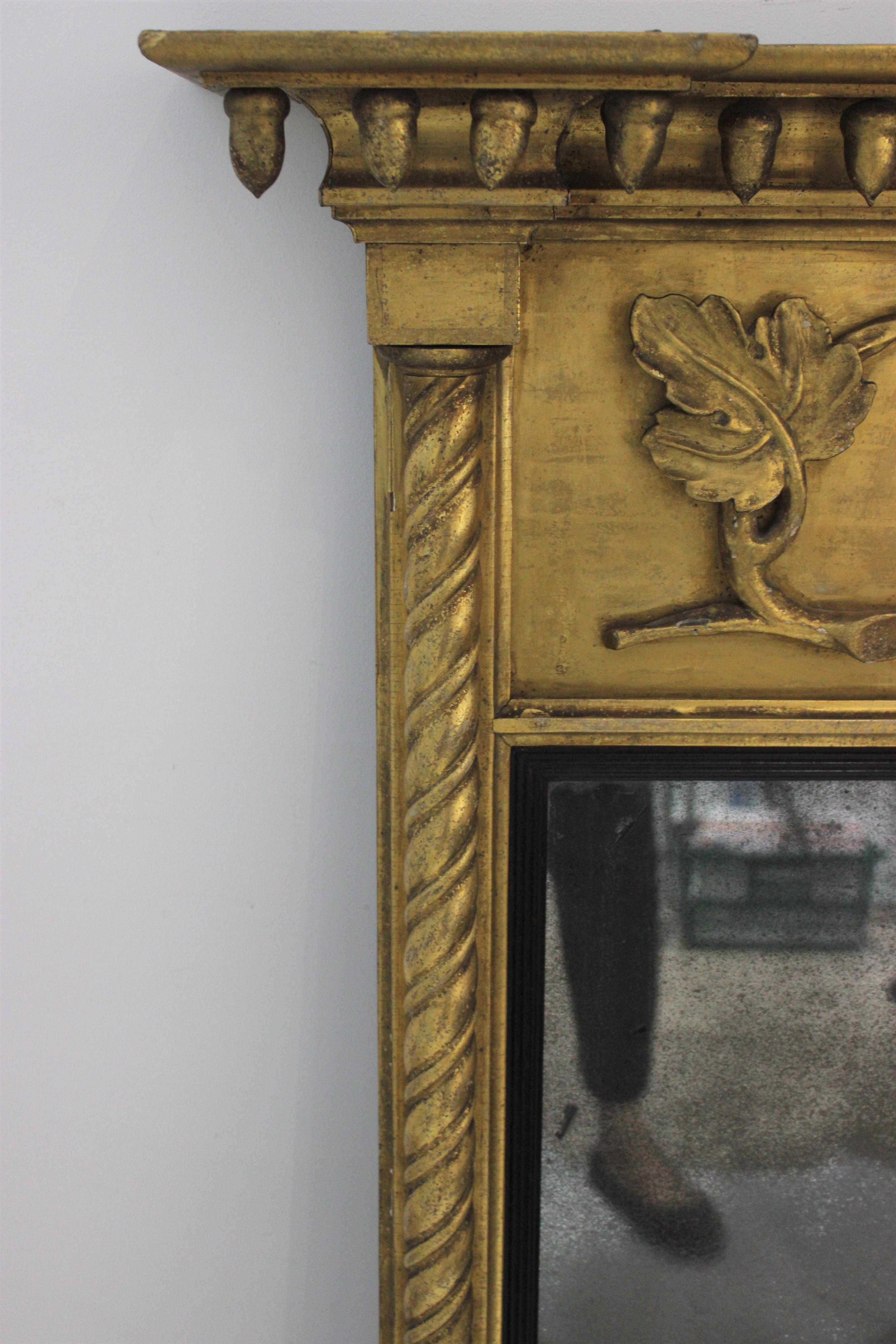Giltwood 1860s Carved Neoclassical Mirror 1