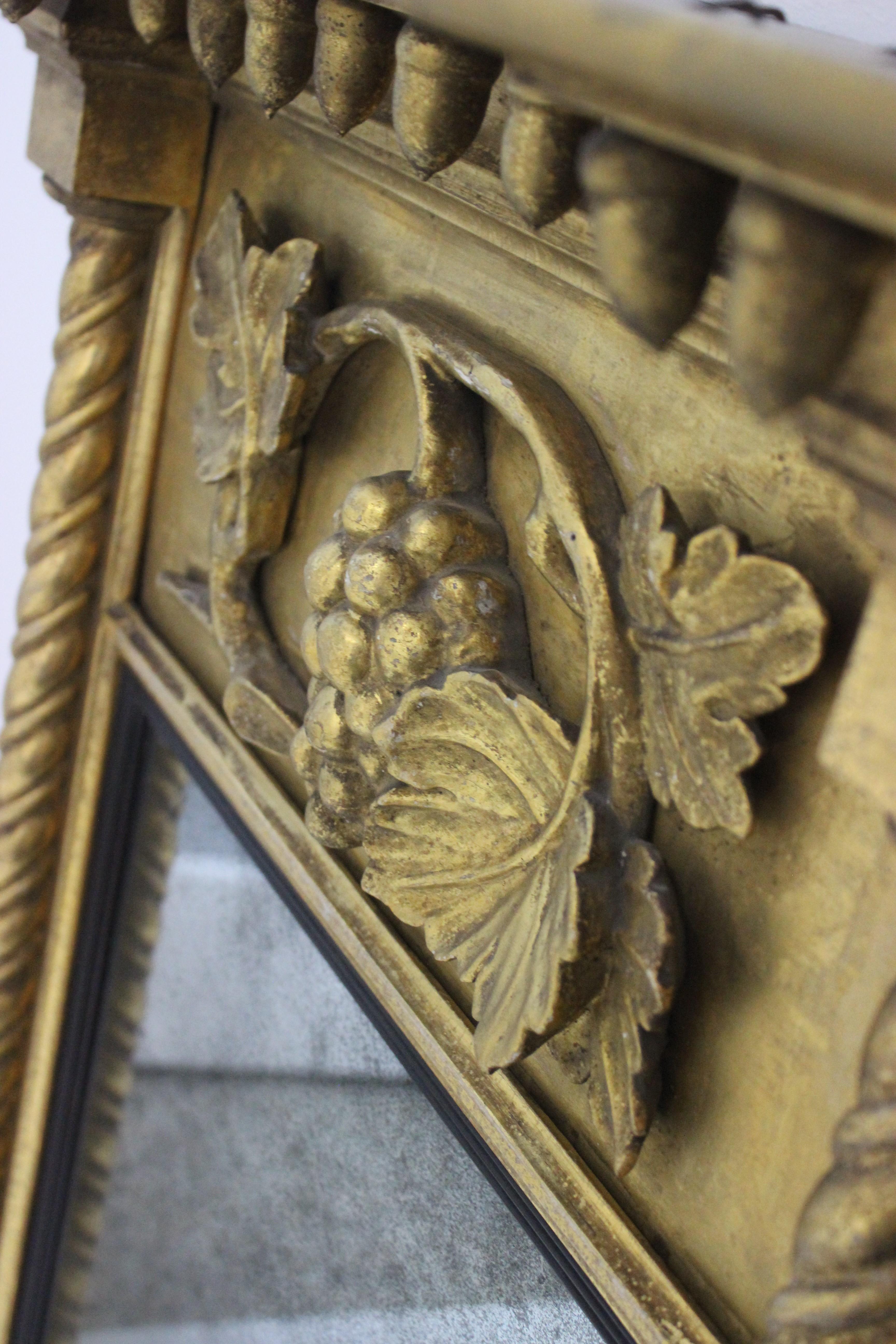 Giltwood 1860s Carved Neoclassical Mirror 3