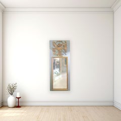 Giltwood and Blue-Grey Framed Trumeau Mirror in Antique Louis XVI style