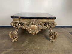 Giltwood and Ebonized Marble Coffee Table by Brustlin Workshop, Los Angeles