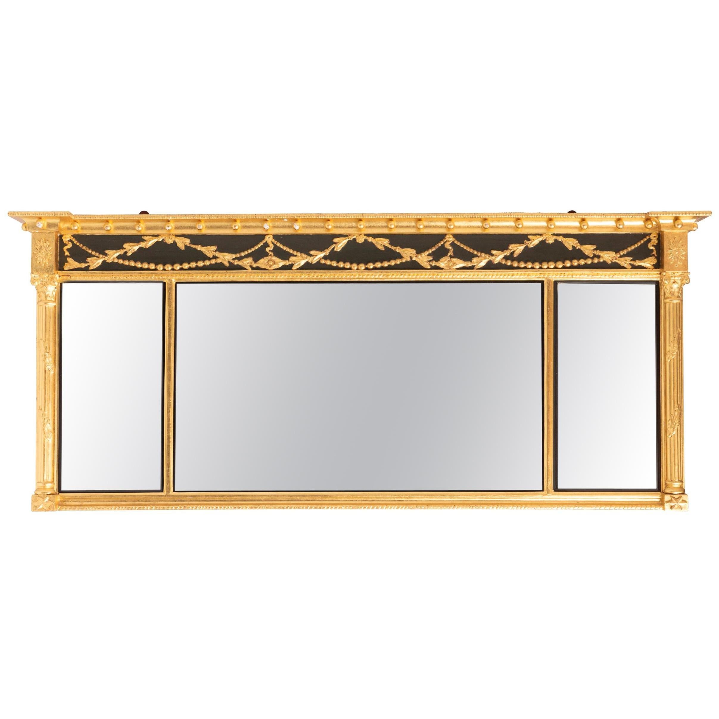 Giltwood and Gesso Overmantel Mirror, England, circa 1840 For Sale