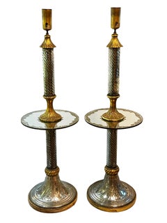 Giltwood and Glass Lamp Tables Attributed to Maison Bagues