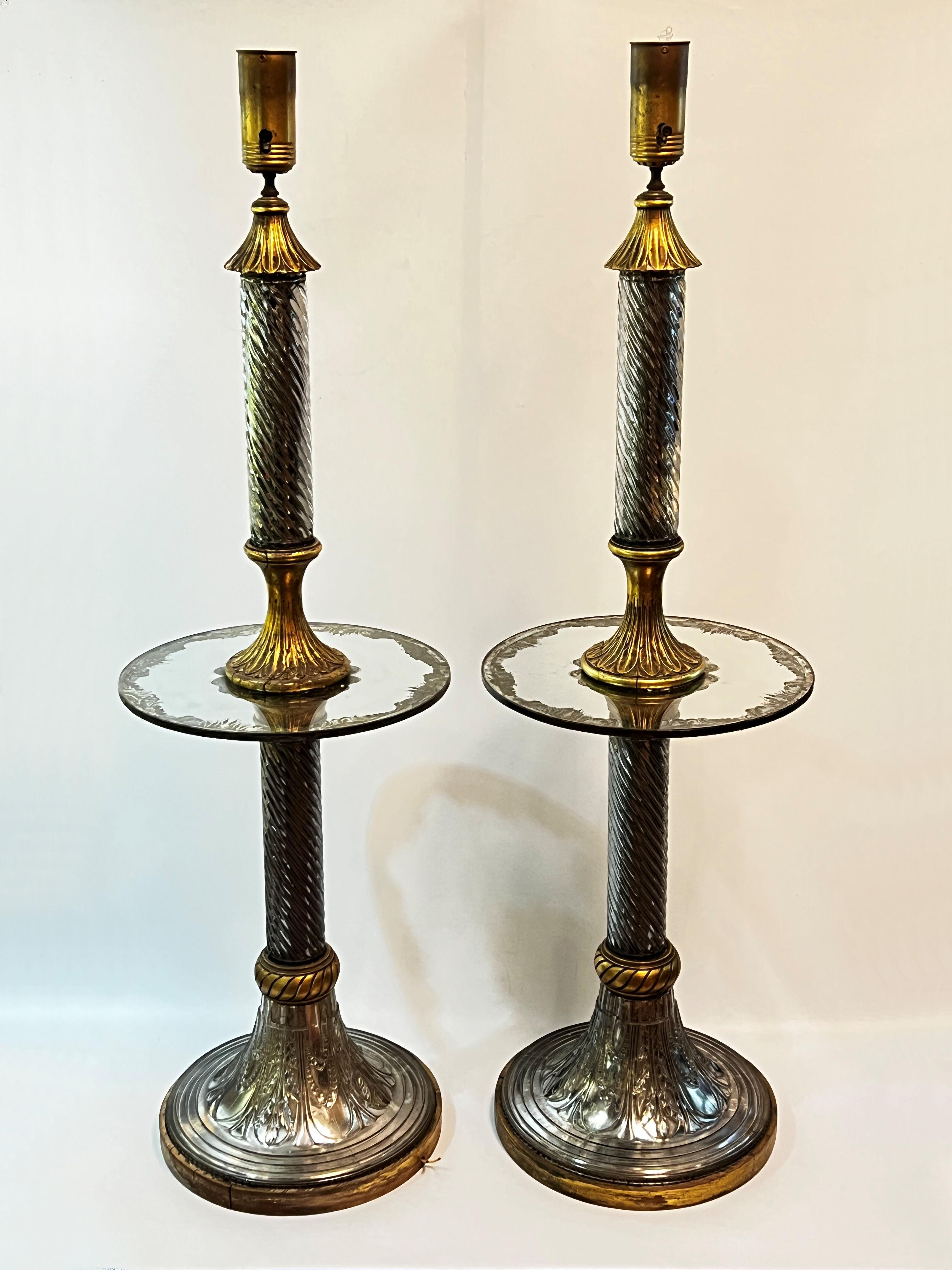 Belle Époque Giltwood and Glass Lamp Tables Attributed to Maison Bagues For Sale