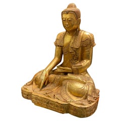 Giltwood and Jeweled Burmese Seated Buddha