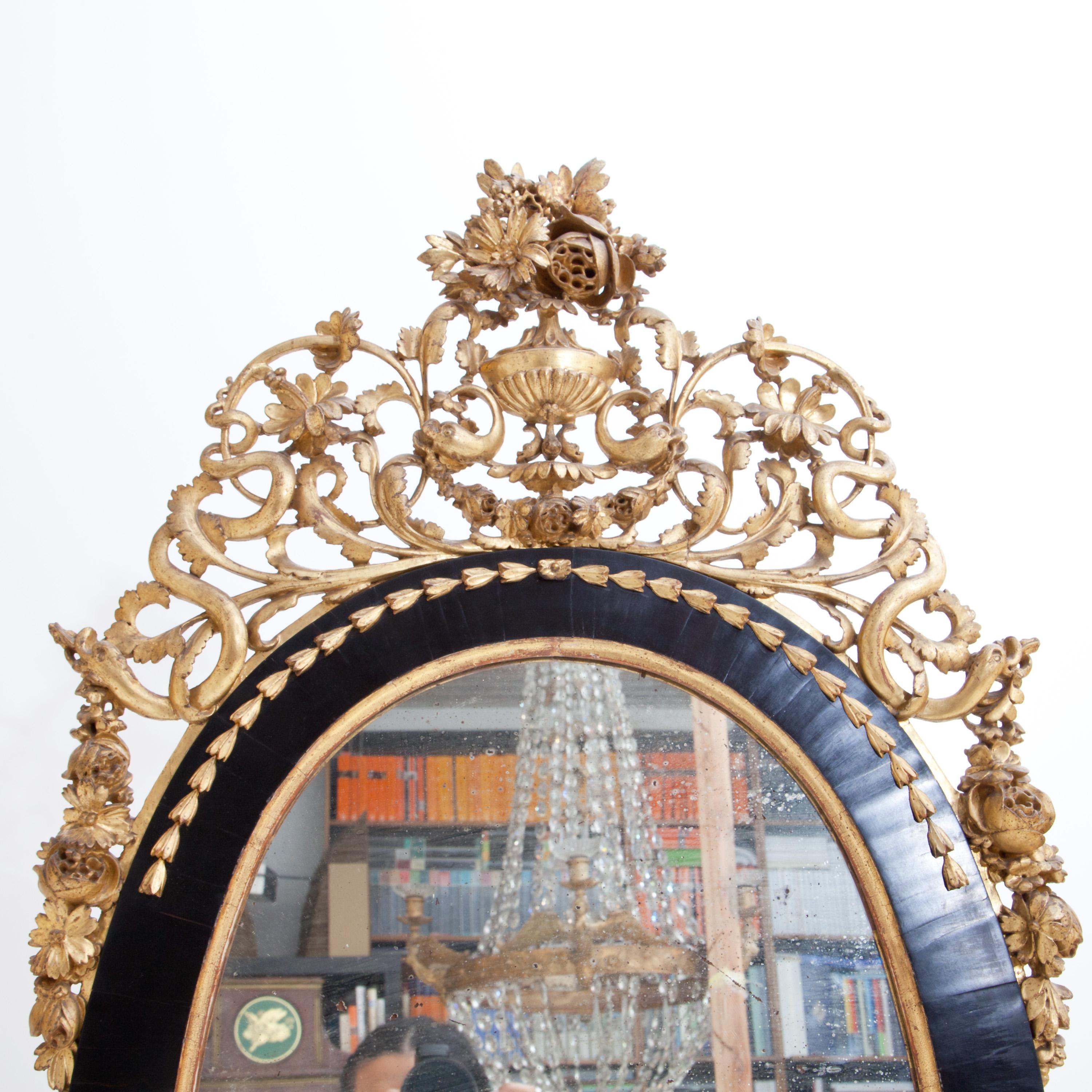 Giltwood and Mahogany Mirror with Marble Top, Piedmont / Italy, 18th Century 1