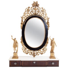 Giltwood and Mahogany Mirror with Marble Top, Piedmont / Italy, 18th Century