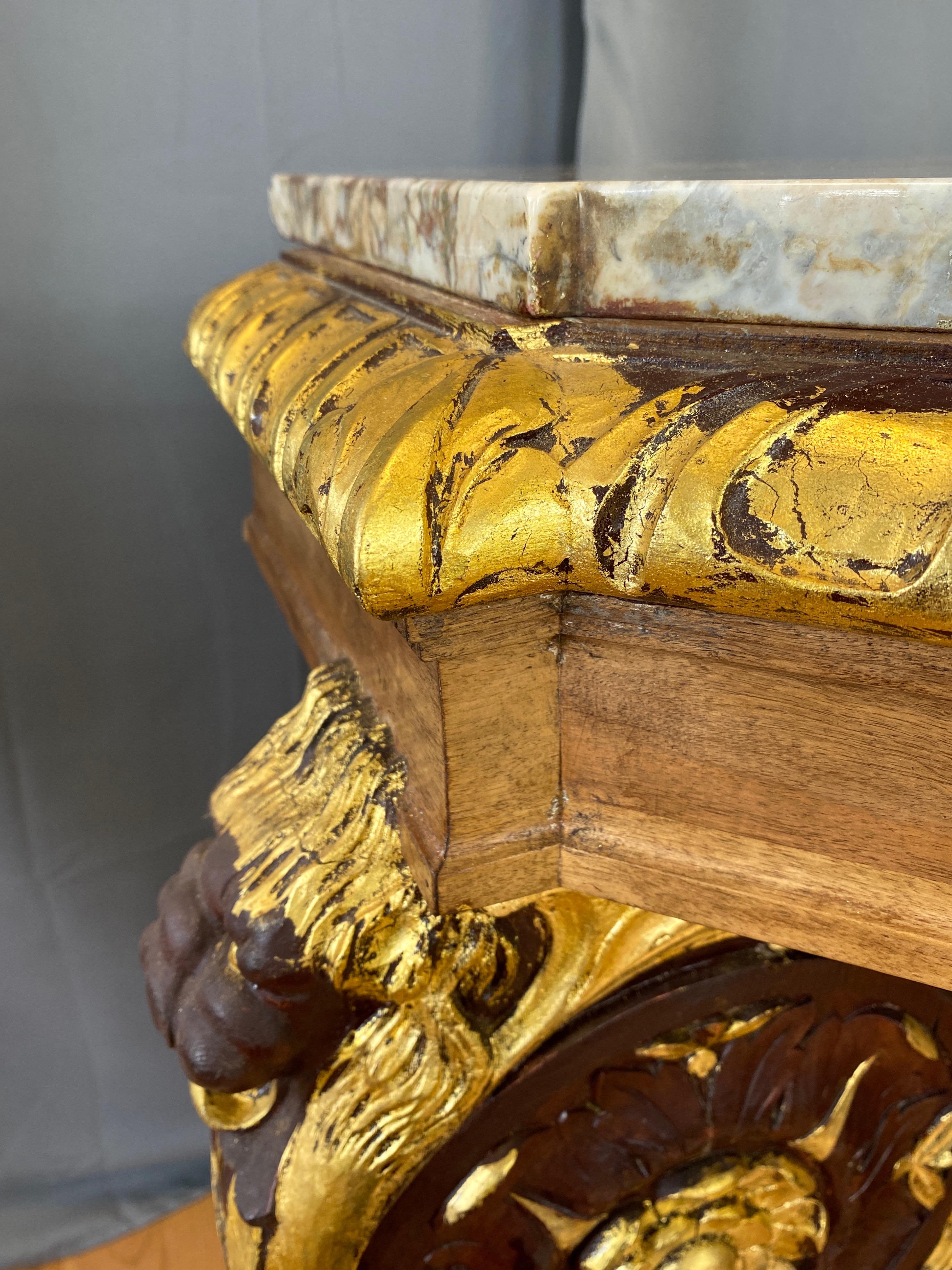 Giltwood Marble Top Console Table, San Francisco Fairmont Hotel, Early 1900s 4
