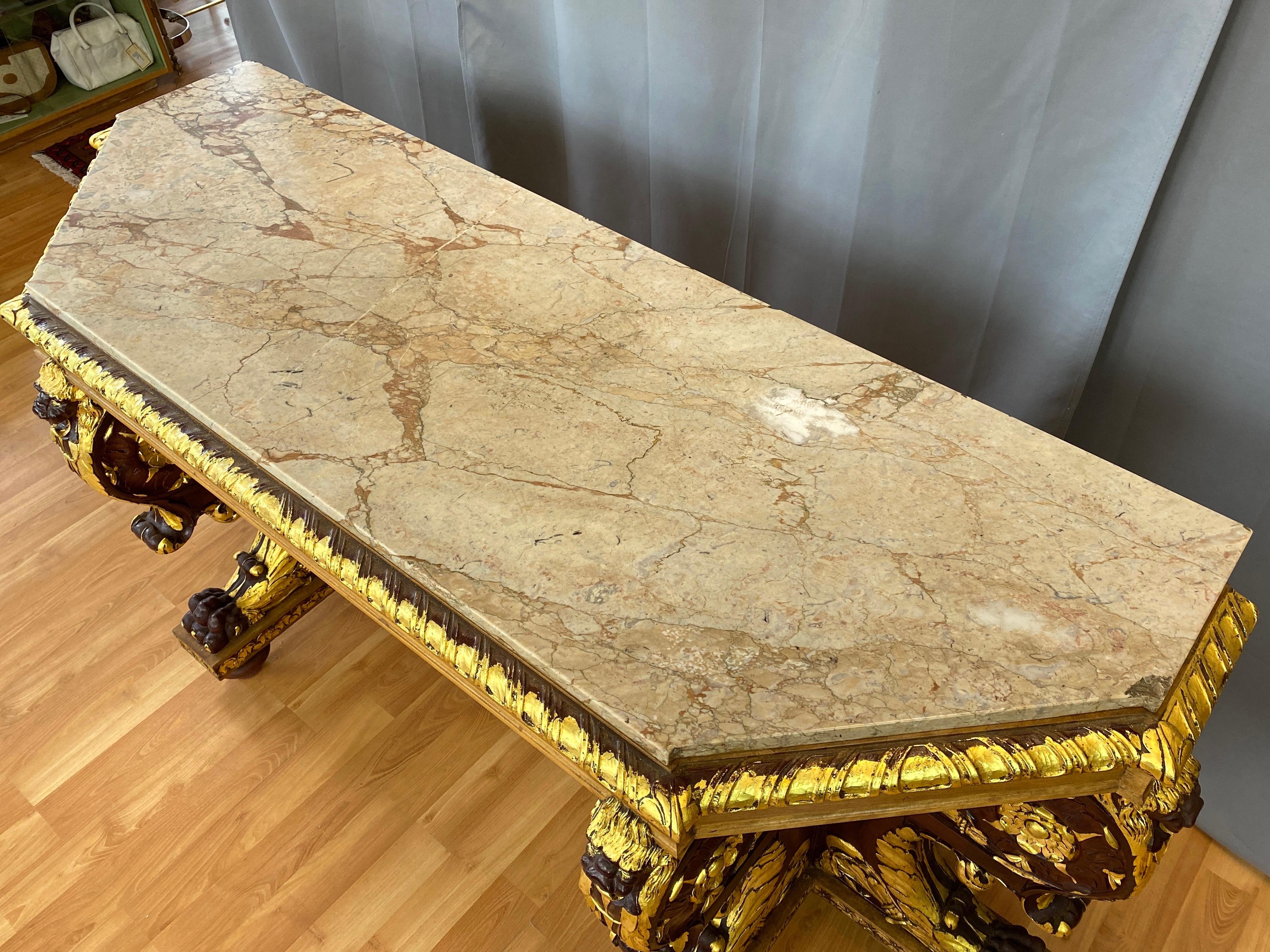 Giltwood Marble Top Console Table, San Francisco Fairmont Hotel, Early 1900s 10