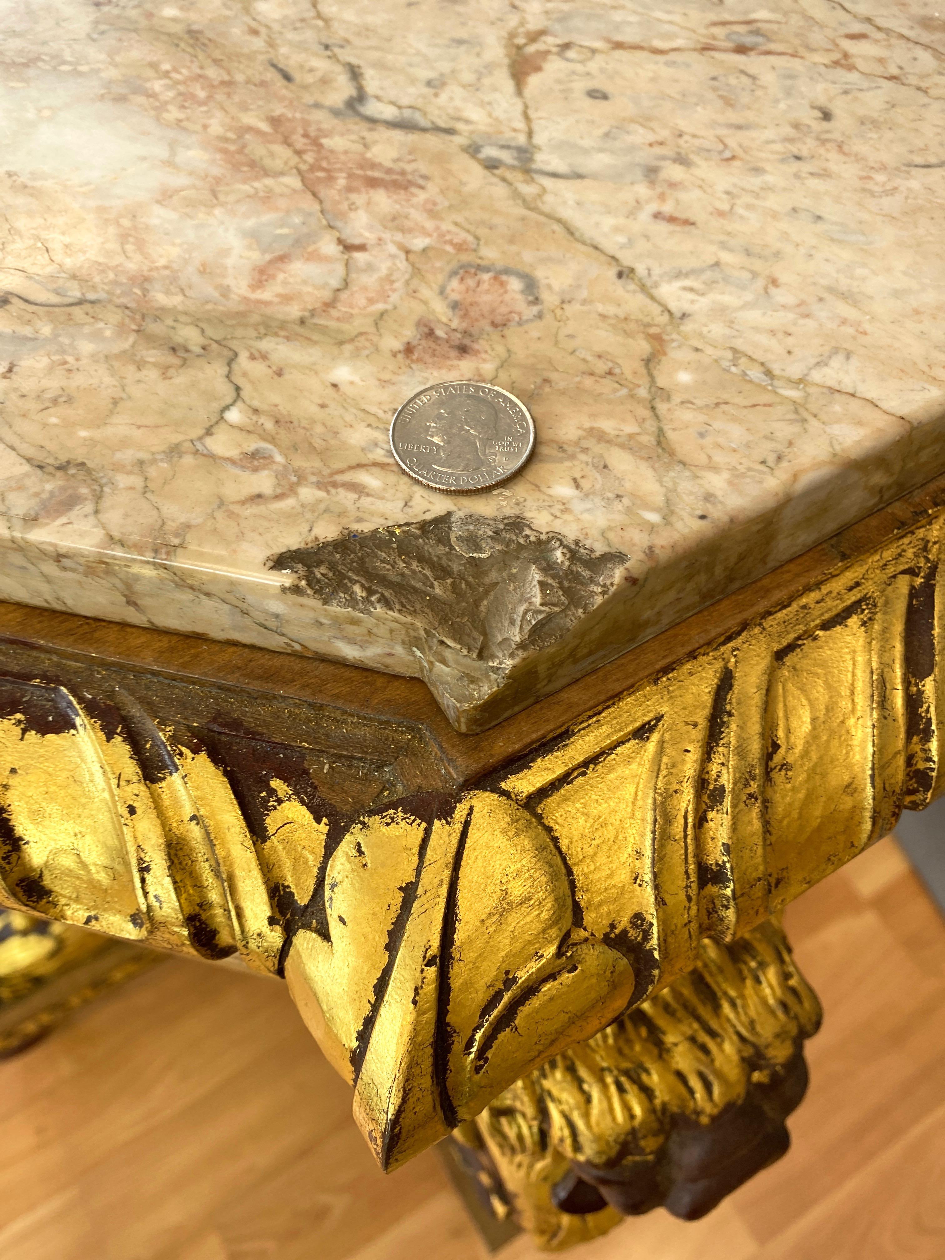 Giltwood Marble Top Console Table, San Francisco Fairmont Hotel, Early 1900s 12