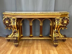 Giltwood Marble Top Console Table, San Francisco Fairmont Hotel, Early 1900s