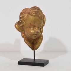 Giltwood Baroque Angel Head Fragment, Italian, Circa 1750