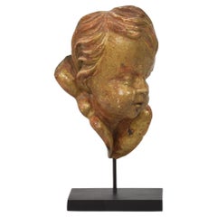Giltwood Baroque Angel Head Fragment, Italian, Circa 1750