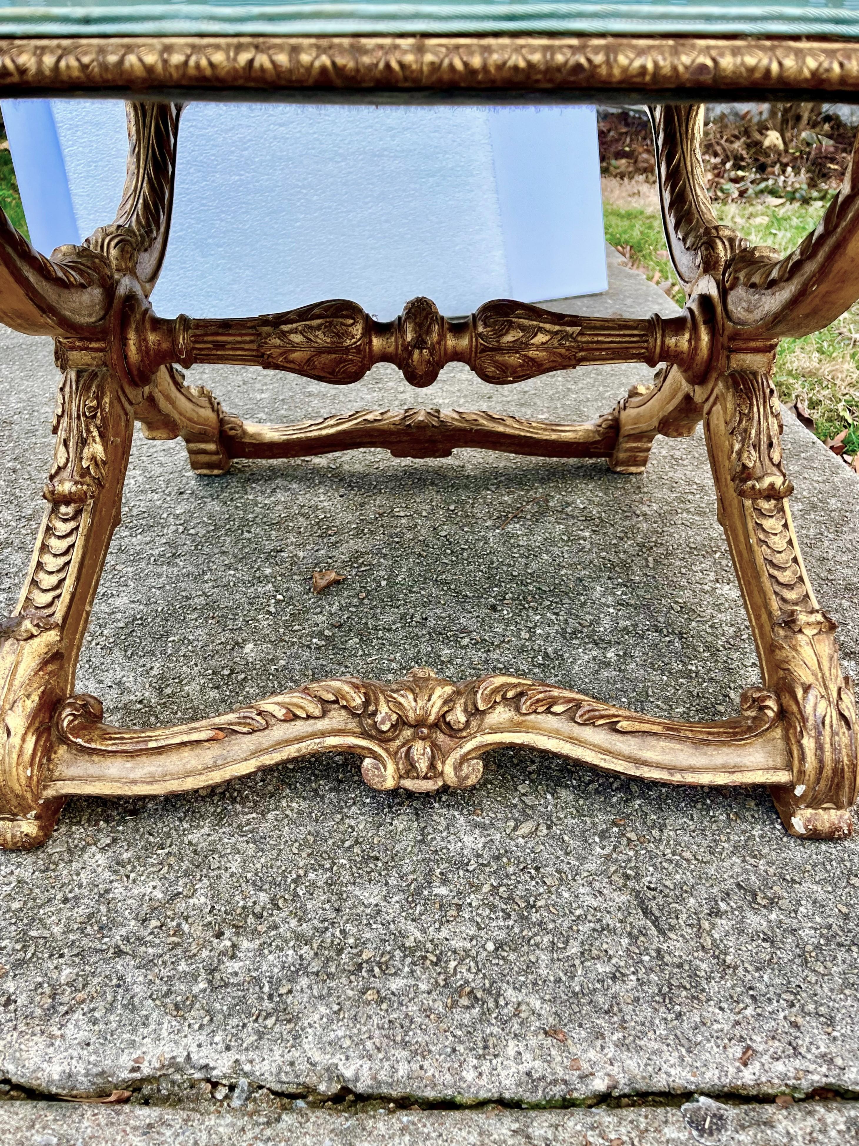 Giltwood Bench or Window Seat in Louis XV Style For Sale 6