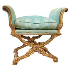 Giltwood Bench or Window Seat in Louis XV Style