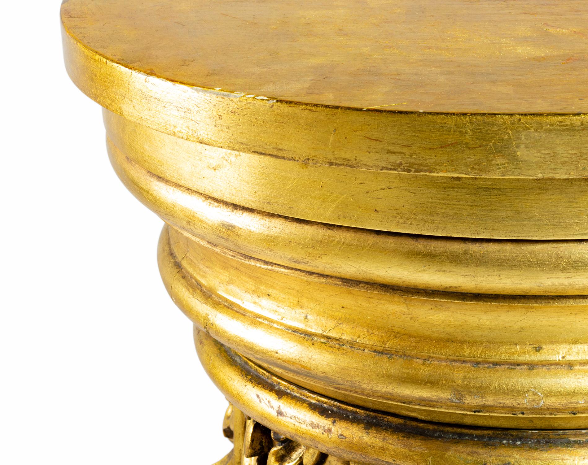 Rococo Giltwood Carved Capital Pedestal Base, 19th Century For Sale