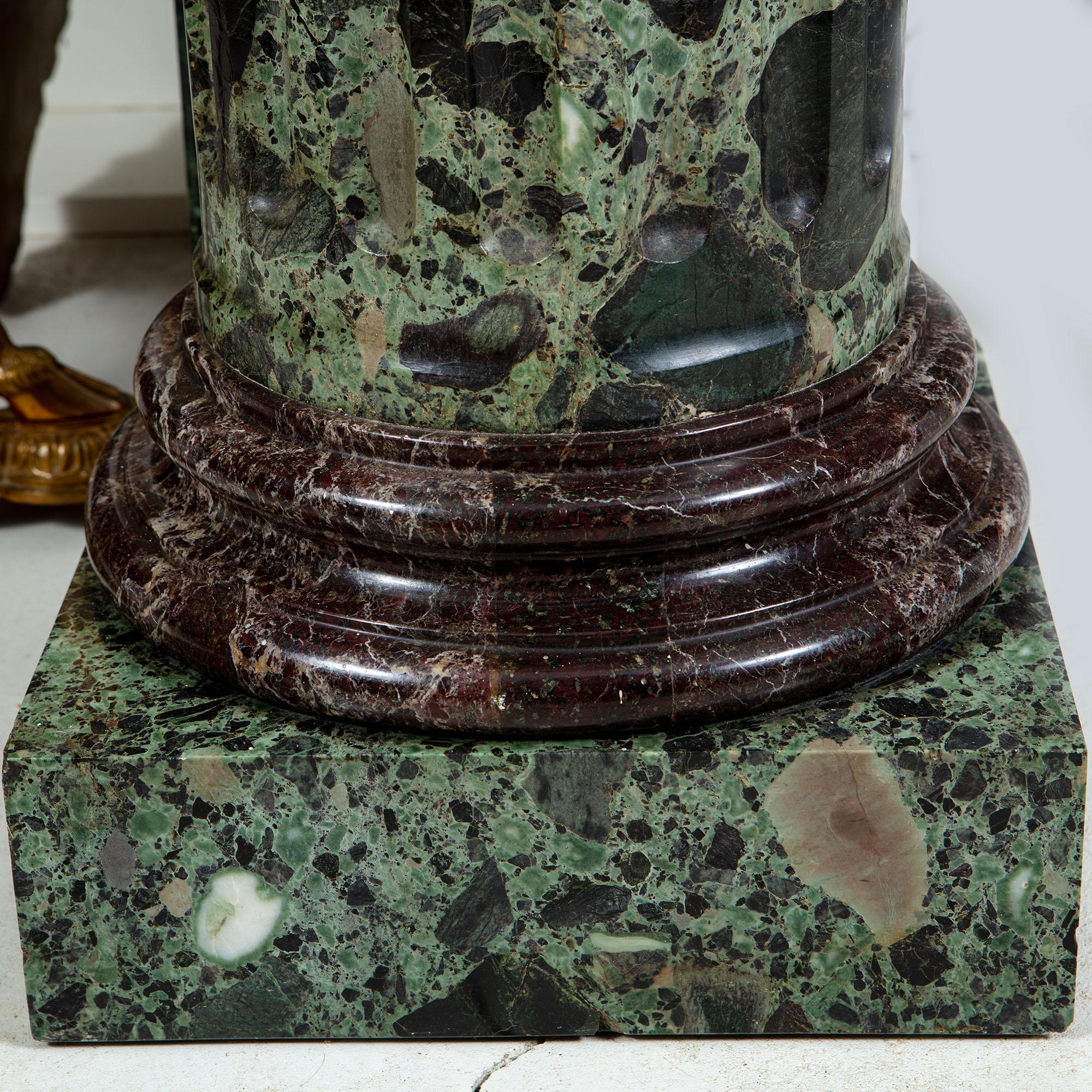 Giltwood Carved Eagle on Verde Antico Fluted Marble Column For Sale 2