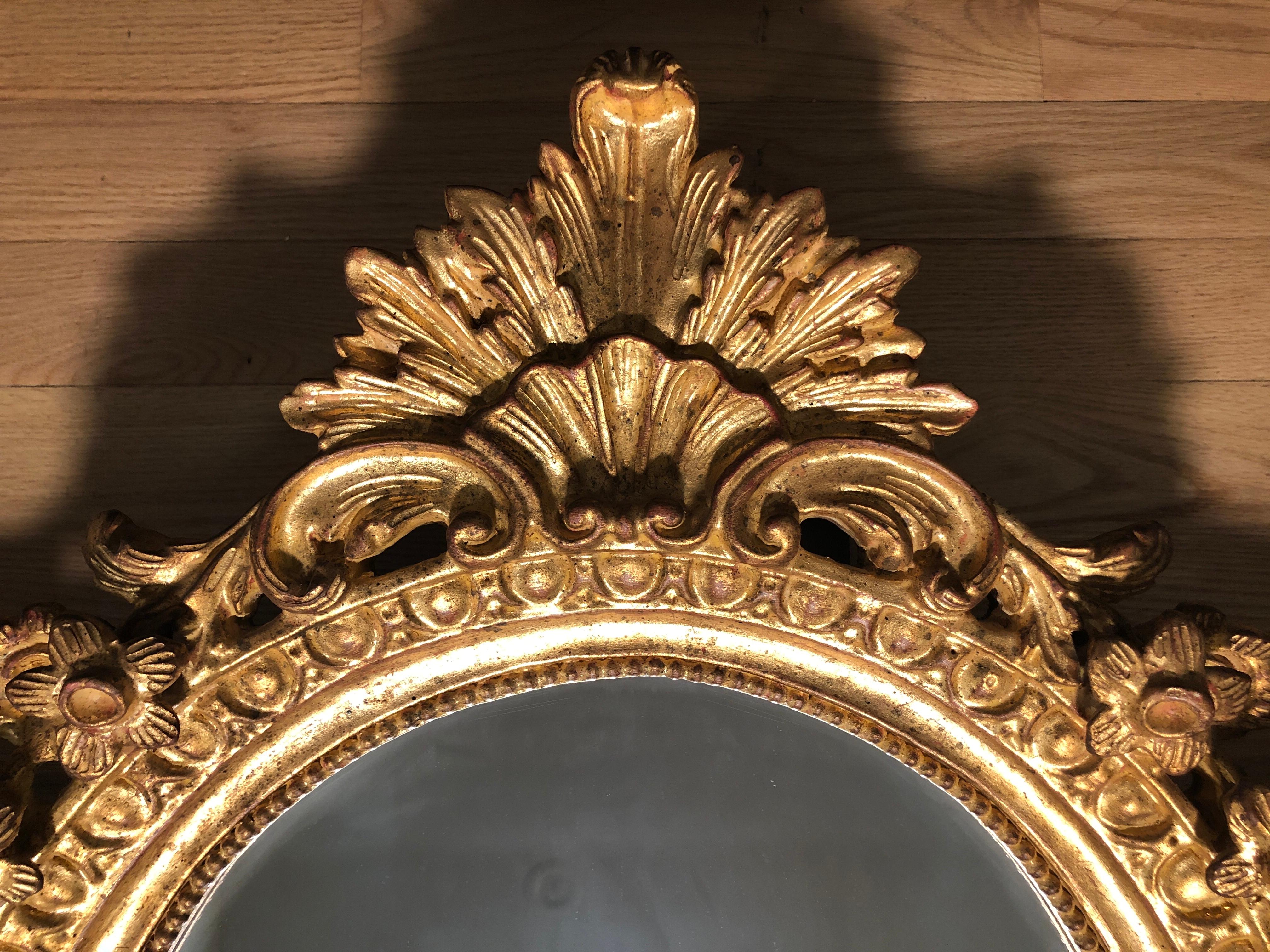 Giltwood Carved Louis XVI Style Mirror In Good Condition In Norwood, NJ