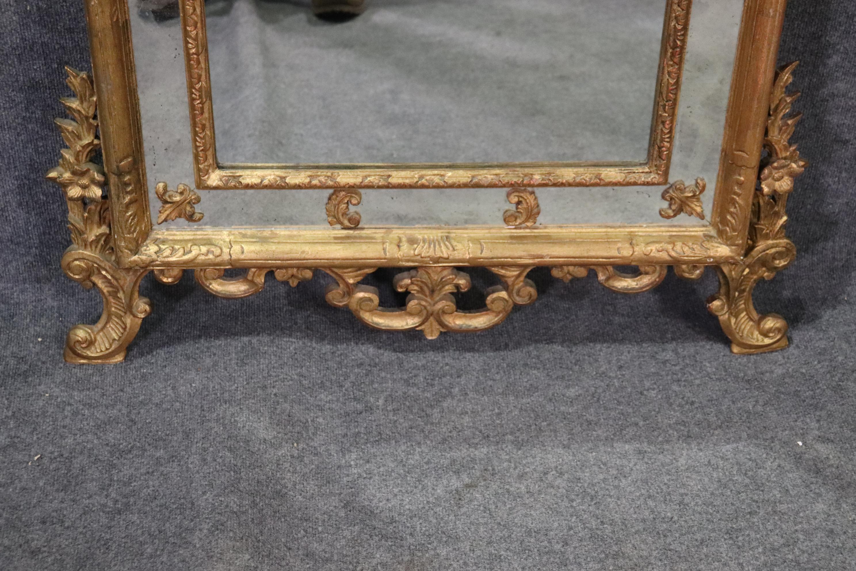 Giltwood Carved Tall Italian Rococo Wall Mirror, circa 1930 In Good Condition In Swedesboro, NJ