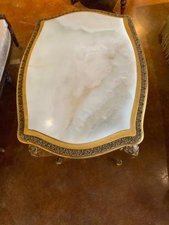 Giltwood Center Table in the Louis XV-Style, Turtle Form with Onyx Top
