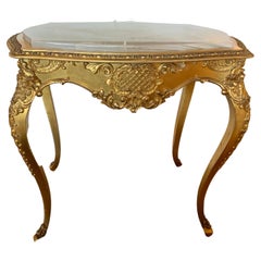 Giltwood Center Table in the Louis XV-Style, Turtle Form with Onyx Top