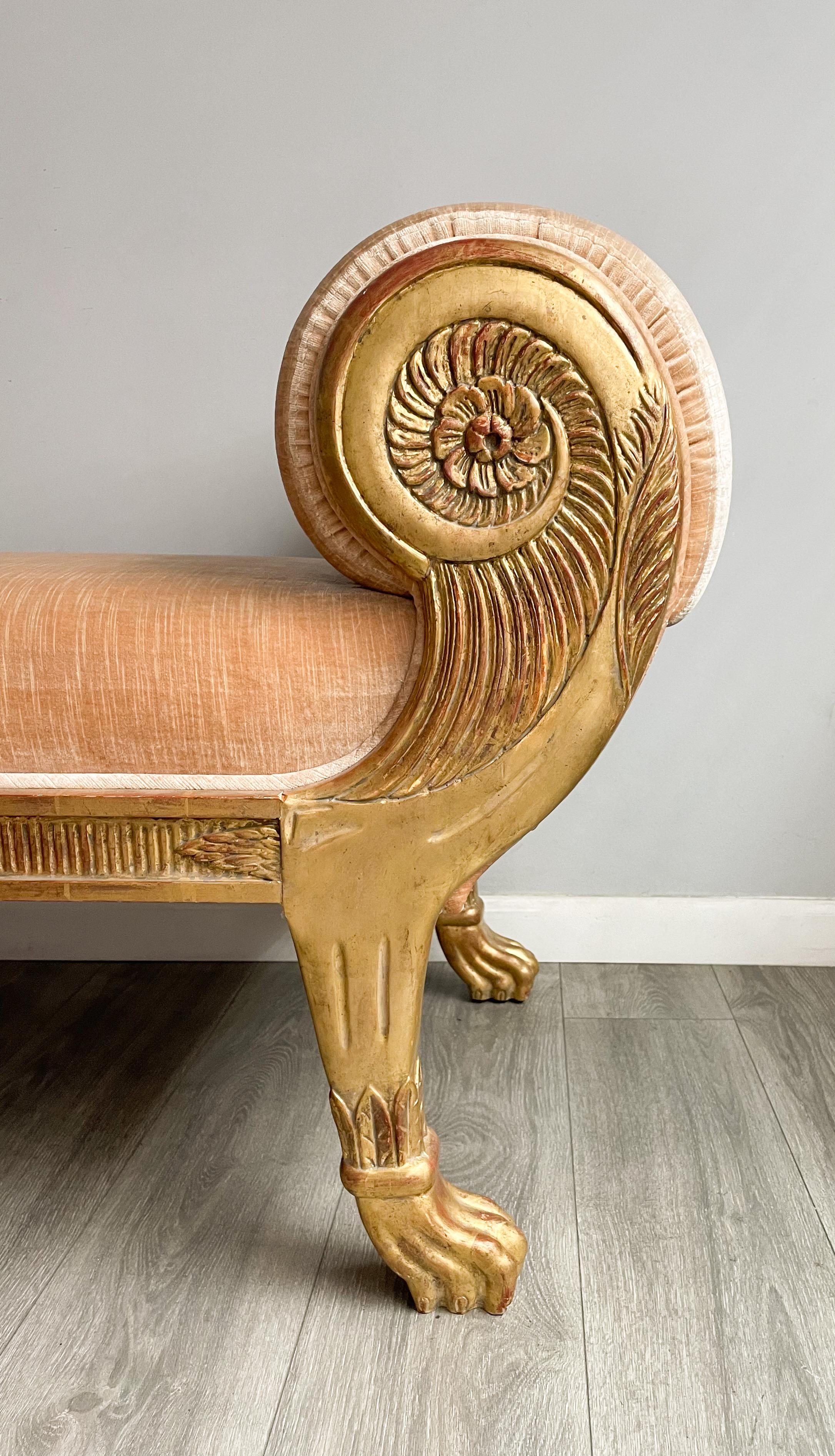 Neoclassical Giltwood Chaise Lounge By Ebanista/Pakzad International