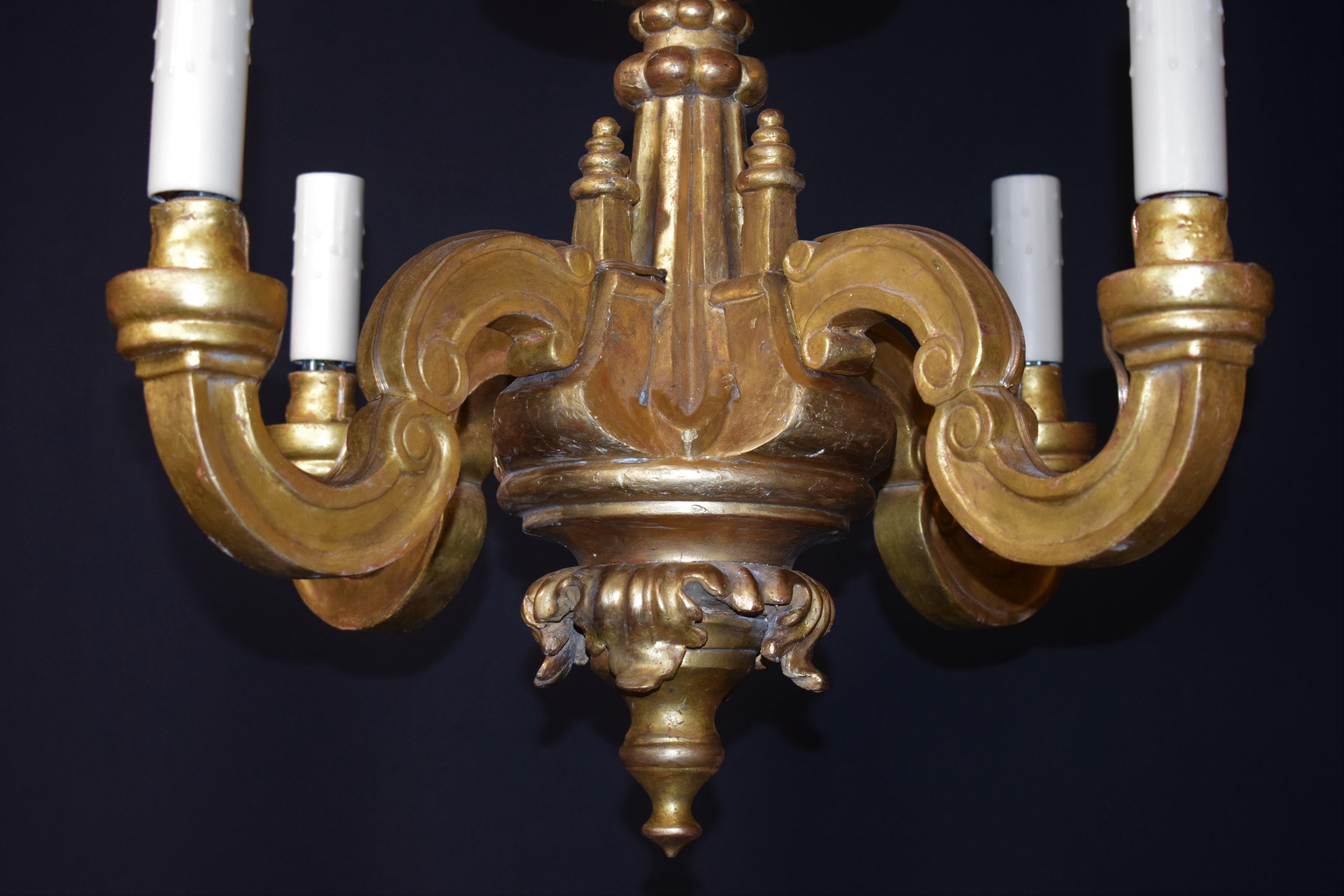 French Giltwood Chandelier For Sale