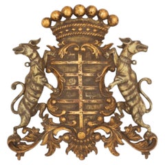 Giltwood Coat of Arms Carved Heraldic Shield
