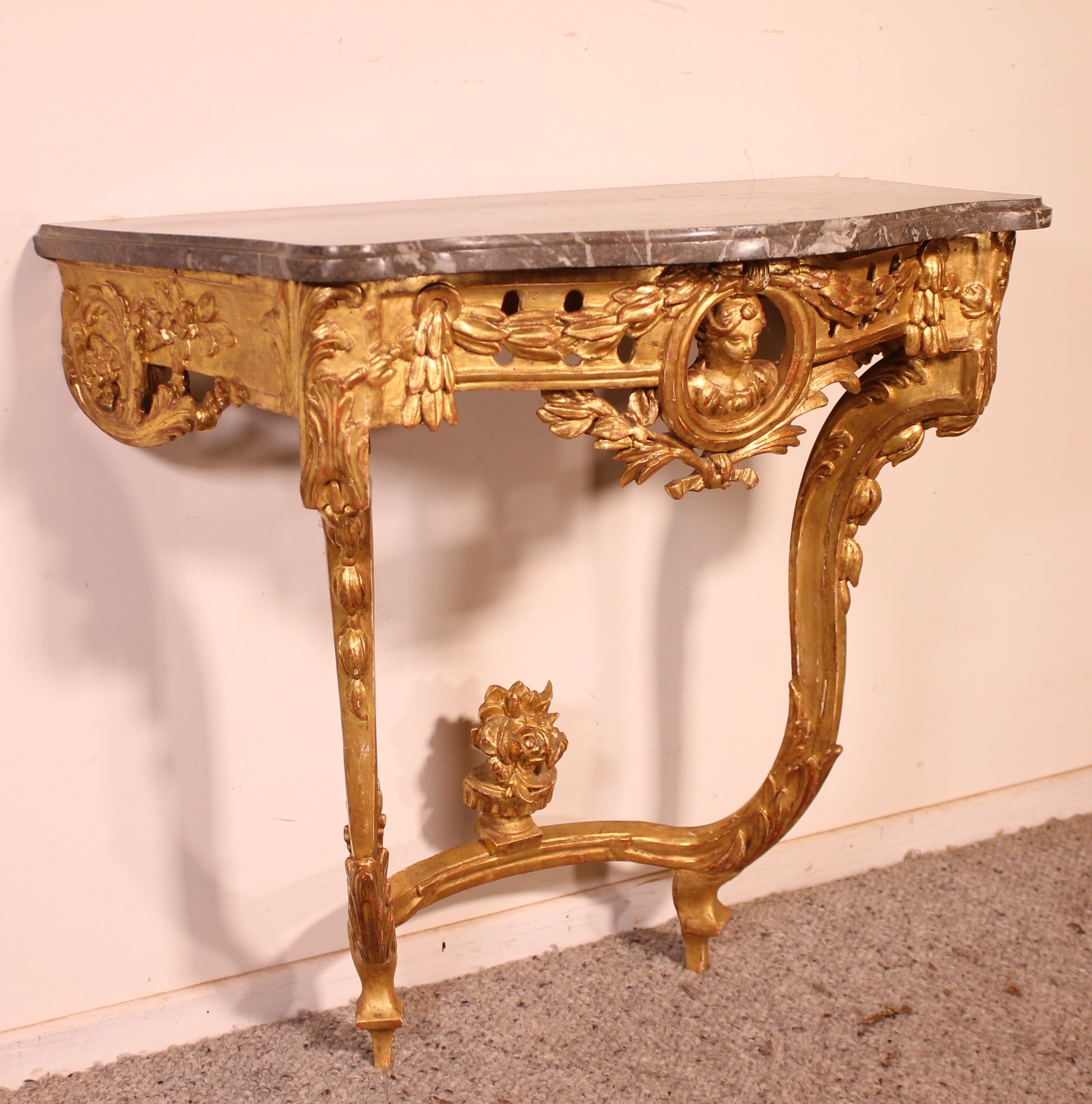 Giltwood Console from the 18th Century, Transition Period 'Louis XV-Louis XVI' 5
