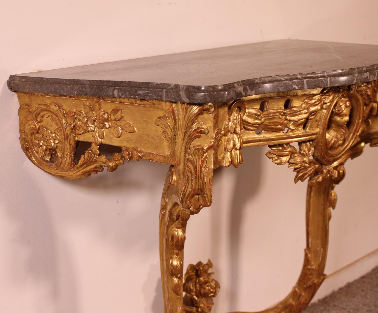 Giltwood Console from the 18th Century, Transition Period 'Louis XV-Louis XVI' 6