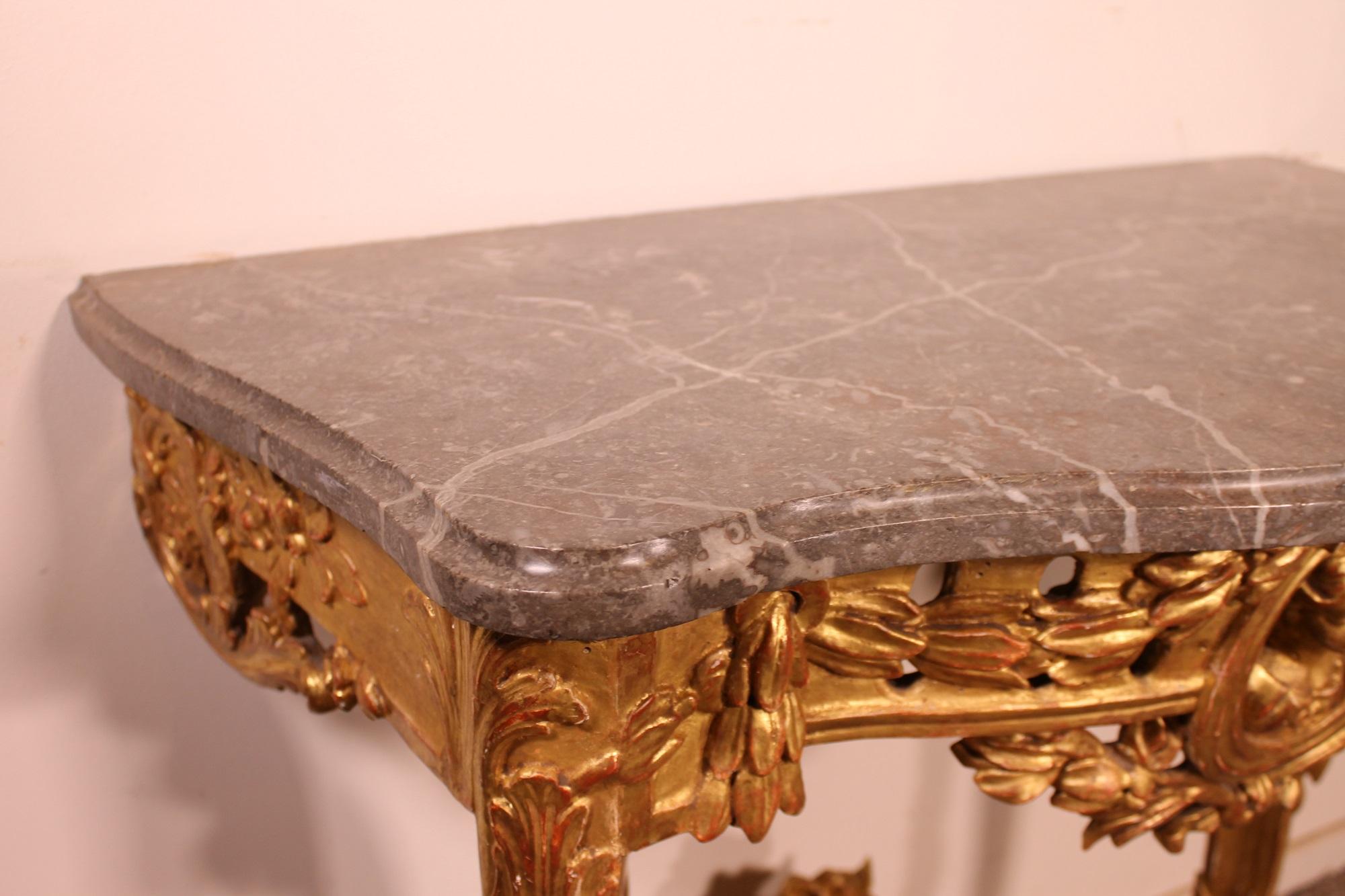 Giltwood Console from the 18th Century, Transition Period 'Louis XV-Louis XVI' 8