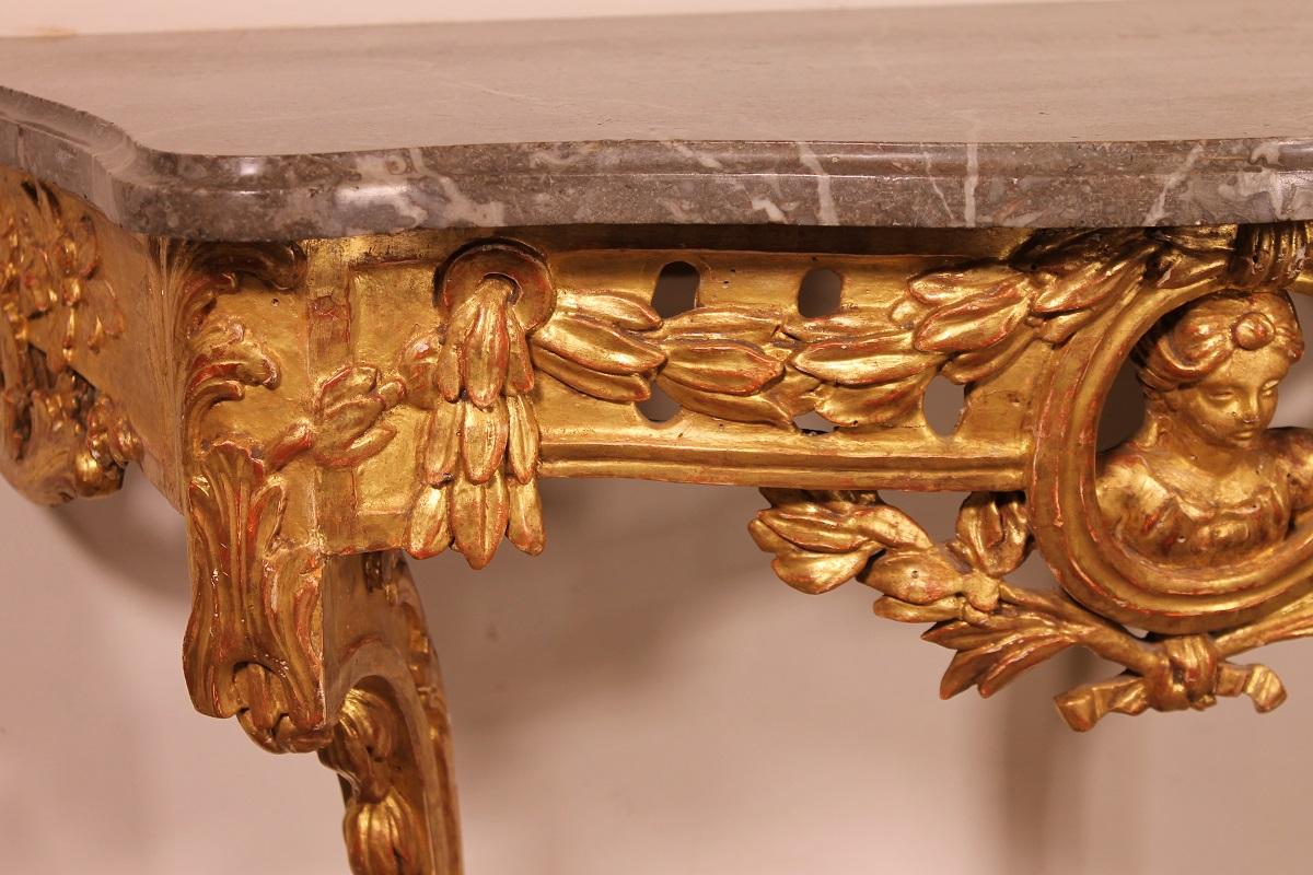 Giltwood Console from the 18th Century, Transition Period 'Louis XV-Louis XVI' In Good Condition In Brussels, Brussels