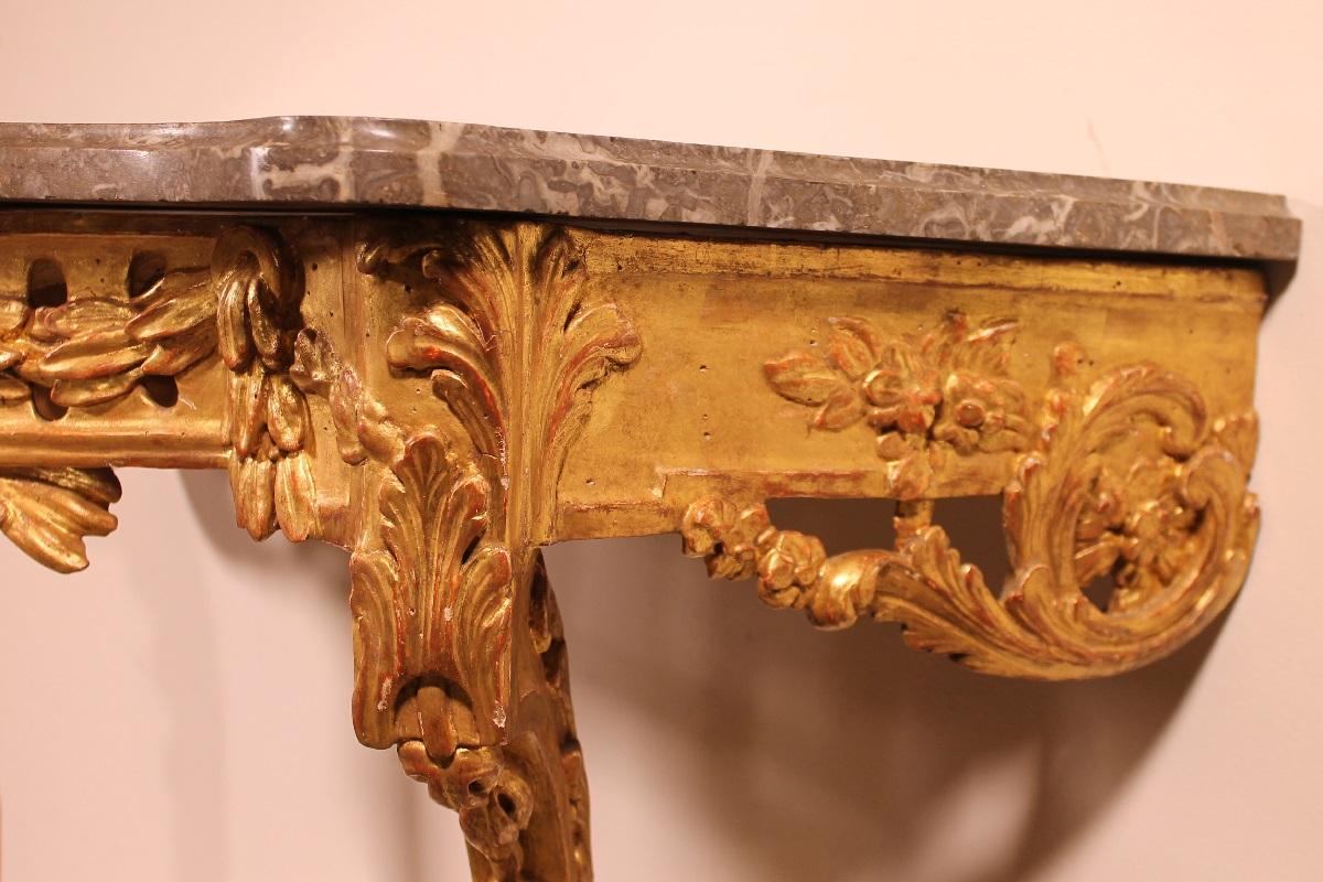 Giltwood Console from the 18th Century, Transition Period 'Louis XV-Louis XVI' 2