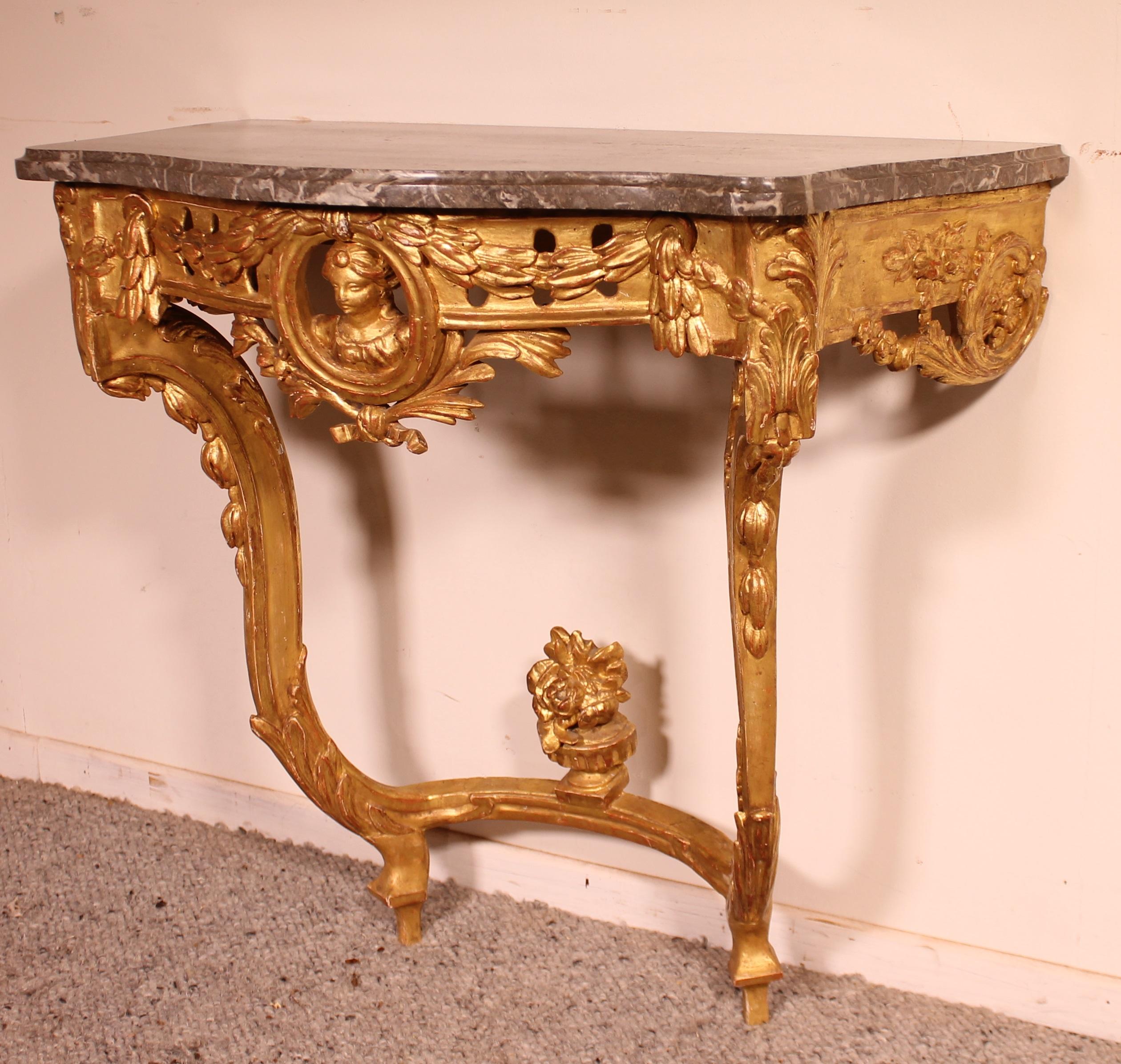 Giltwood Console from the 18th Century, Transition Period 'Louis XV-Louis XVI' 3