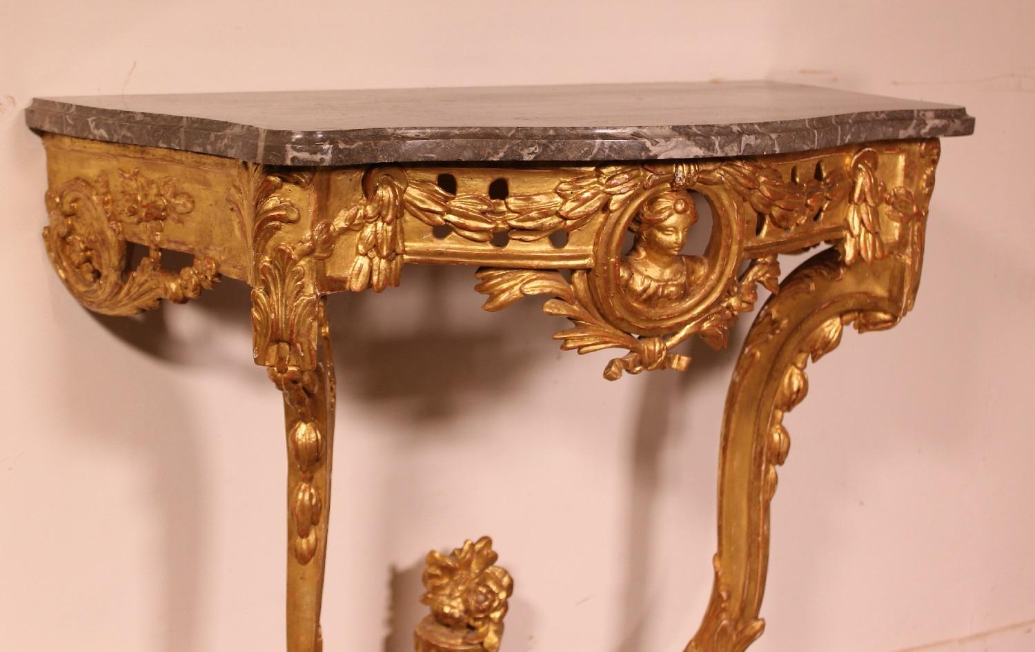 Giltwood Console from the 18th Century, Transition Period 'Louis XV-Louis XVI' 4