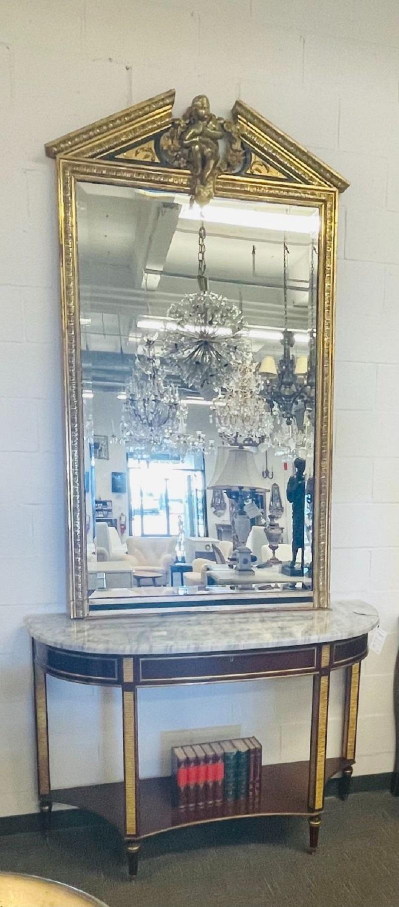 French Giltwood Console, over the Mantle or Floor Mirror, Beveled, 19th/20th Century