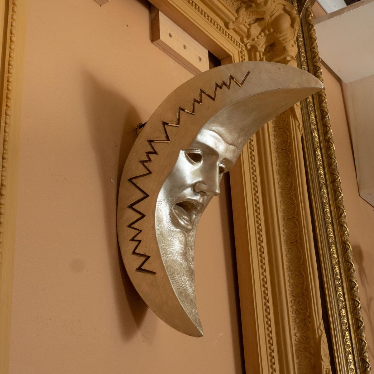 Mid-Century Modern Giltwood Crescent Moon Wall Sculpture by Carlos Villegas For Sale